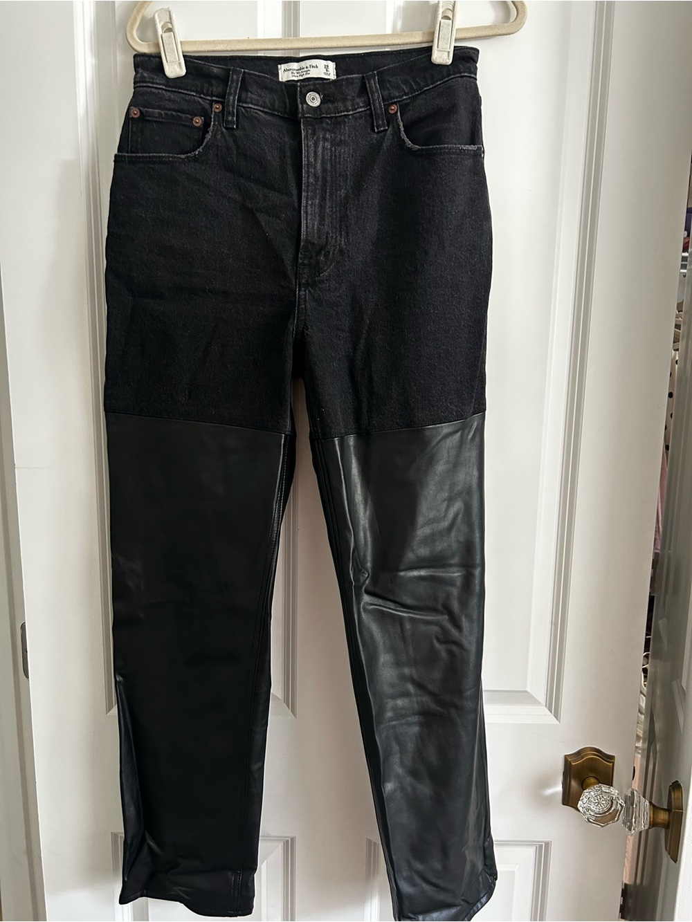 Abercrombie & Fitch Black Two-Material Straight Jeans